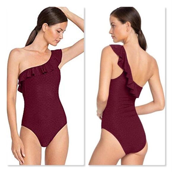 ✨ ROBIN PICCONE ✨ Julianna One-Shoulder One-Piece Swimsuit - [Size 8, Eggplant] - Picture 1 of 14